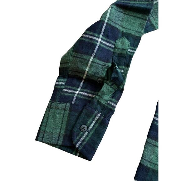 Zara Men Shirt S Green Cotton Plaid Flannel Long Sleeve Button Down 5679/400 NWT - Picture 5 of 13